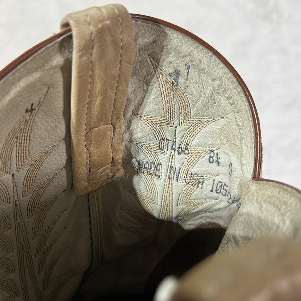 Tony Lama Size 8.5 Buckaroo Cowboy Boots Round Toe Sunset Renegade‎ Leather - Picture 8 of 9